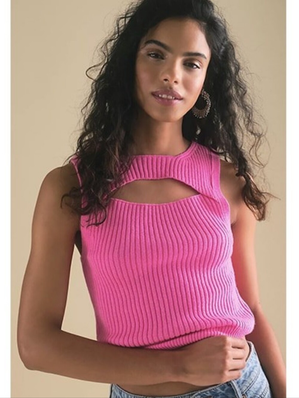 Free People  Bayside Pink Front Cutout Tank Top ** Size XL